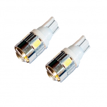 LED лампа (2 ШТ) W5W (T10) 6SMD (5630) LENS WHITE, в габариты, подс. номера и дв