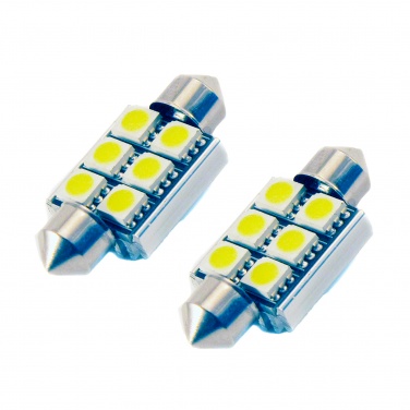 LED лампа (2 ШТ) C5W (41 мм) 6SMD (5050) CAN BUS WHITE, в подсветку салона (HT-07-4106)