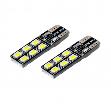 LED лампа (2 ШТ) W5W (T10) 12SMD (2835) CAN BUS WHITE, в габариты, подсветка номера и дв.