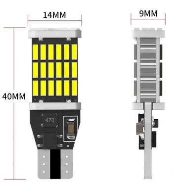 LED лампа (2 ШТ)  W16W(T15), 45SMD (4014) CANBUS, 12/24В, IP65