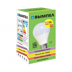 Лампа A65, E27, 12Вт, тёпл.свет