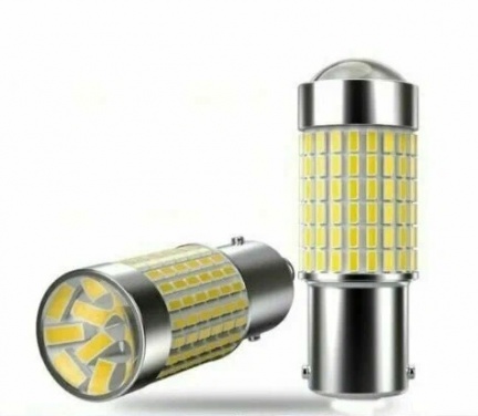 LED лампа (1 ШТ) P21W, 144SMD, 12/24B, LENS белый 6000К IP67