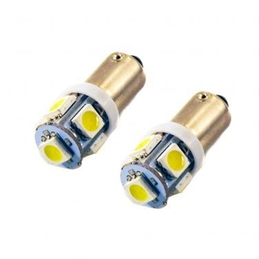 LED лампа (2 ШТ) T4W (BA9S) 5SMD (5050) WHITE, в габариты, подсв. панели прибор., салона