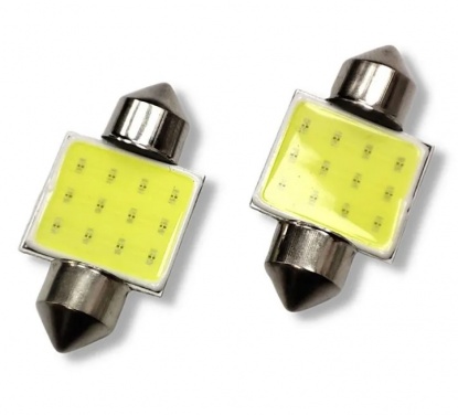 LED лампа (2 ШТ) С5W (T11x31мм), 1SMD (COB), 12В, белый 6000К, освещения салона, багажника	