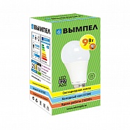 Лампа A60, E27, 9Вт, хол.свет, ал.-пл.