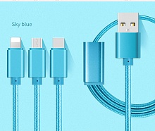 USB кабель (3 в 1) Lightning, microUSB, type C